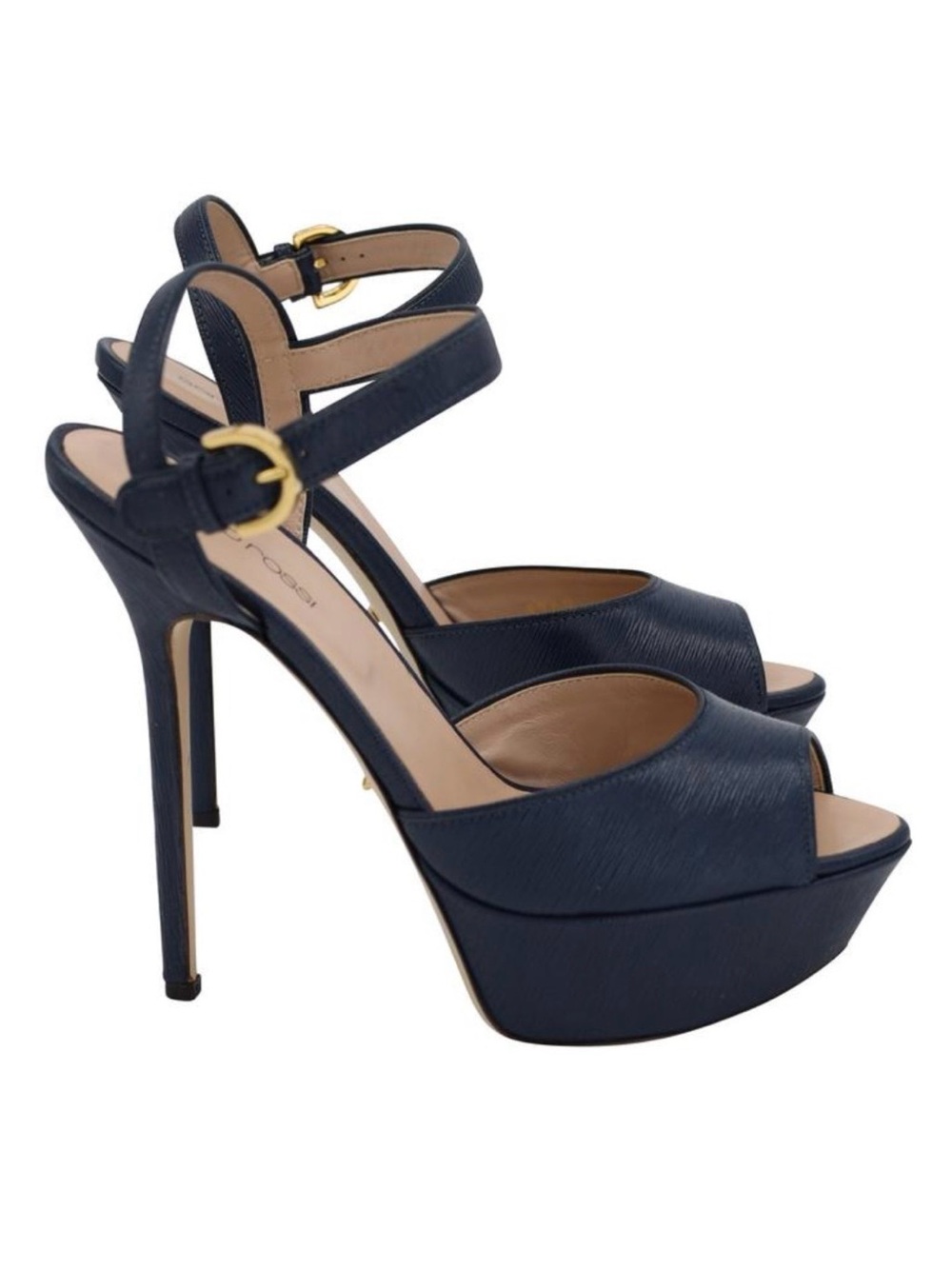 Navy blue Sergio Rossi platform stiletto sandal size 38